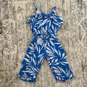 Jessica Simpson Blue and White Leaf Print Kids Bodysuit